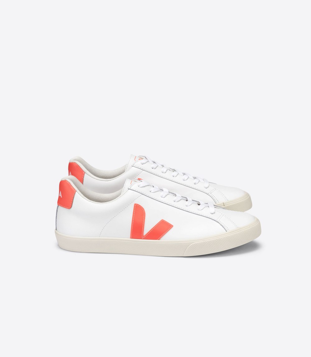 Tenis Veja Hombre - Esplar Cuero - Blancos/Naranjas - 739VWIYJG